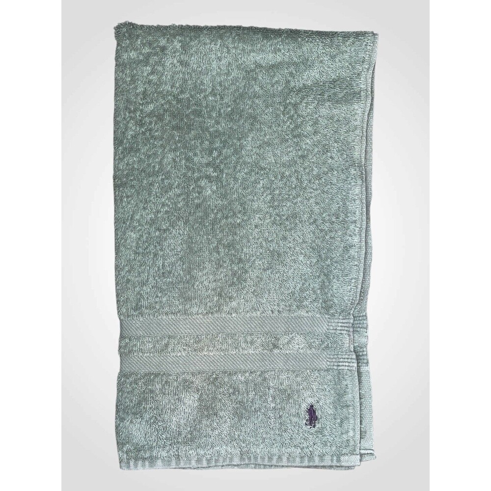 Vtg Ralph Lauren Home Green Hand Towel Pink Pony Logo 100 Cotton Made in USA